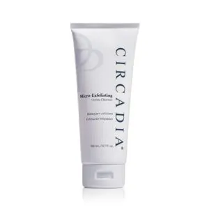 White background with a tube of Circadia Micro-Exfoliating Honey Cleanser, which is 6.7 oz in size