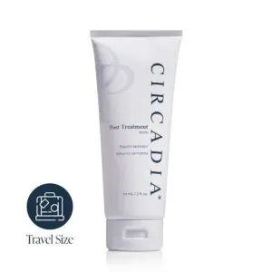 White background with a tube of Circadia Post Treatment Balm Travel Size, which is 59ml in size
