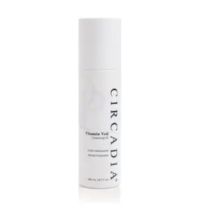 White bottle of Circadia Vitamin Veil Cleansing Oil, which is 6.7 oz in size